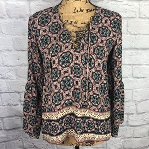 Abercrombie & Fitch Boho Print Bell Sleeve Top
